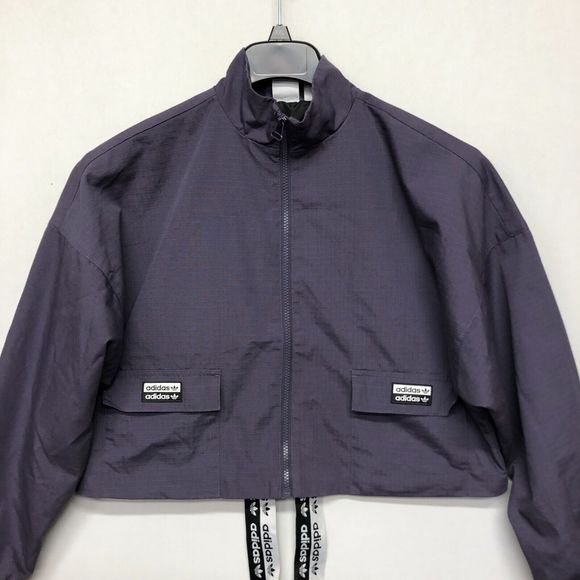 Adidas Women Falcon Full Zip Cropped Track Jacket Size Medium Purple M123 -17 - Picture 12 of 16